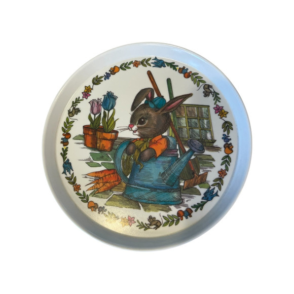 Children's Bunny Rabbit SiLite Plate #3101 And Bowl #3242 Set Melamine Vintage - Picture 2 of 5